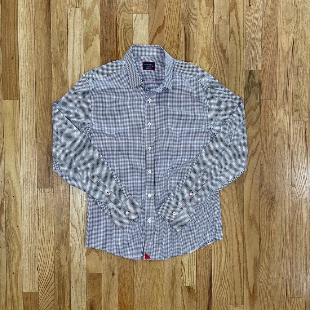Untuckit Men's Red/Blue Check Long Sleeve Dress Shirt